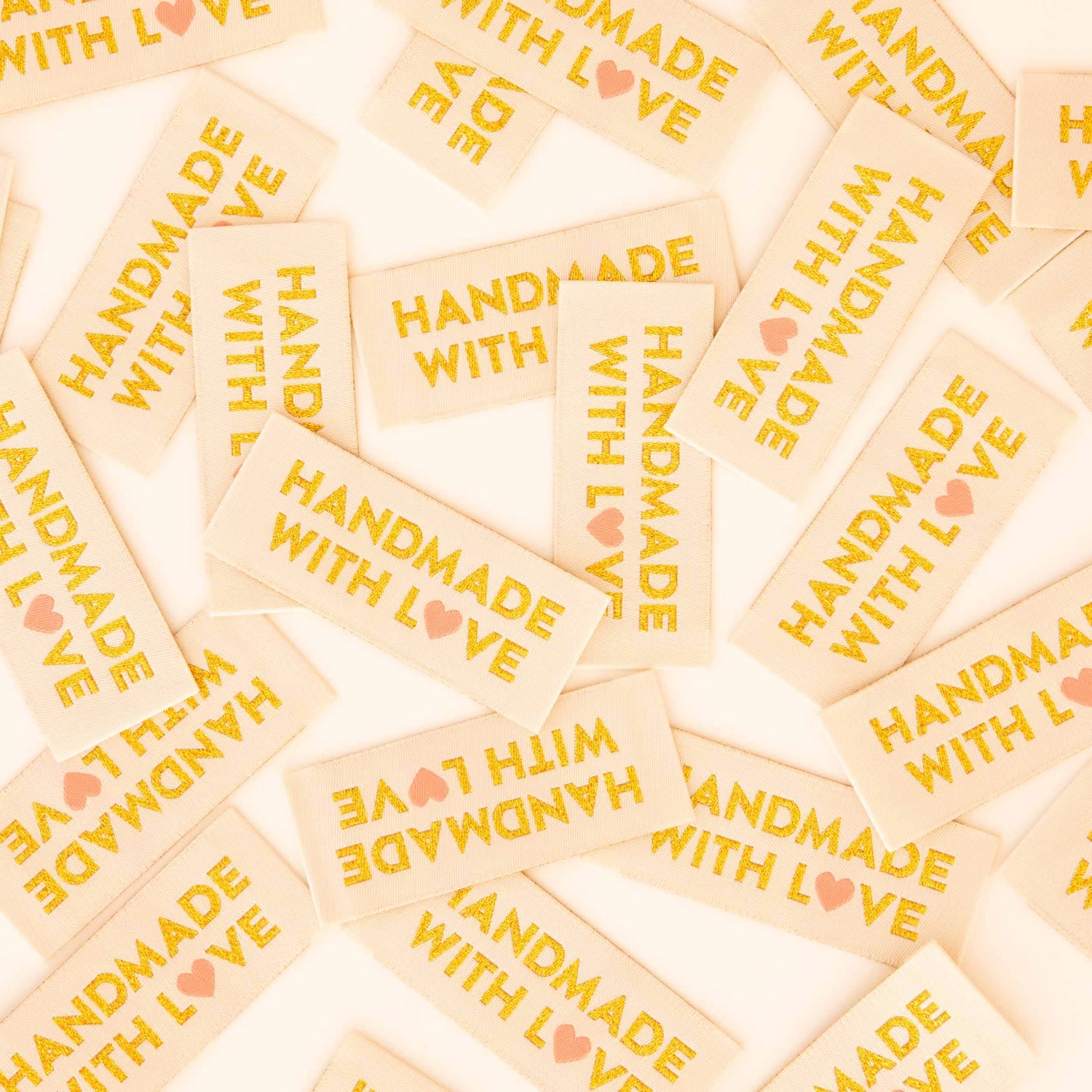 Handmade with Love Woven Labels - Gold