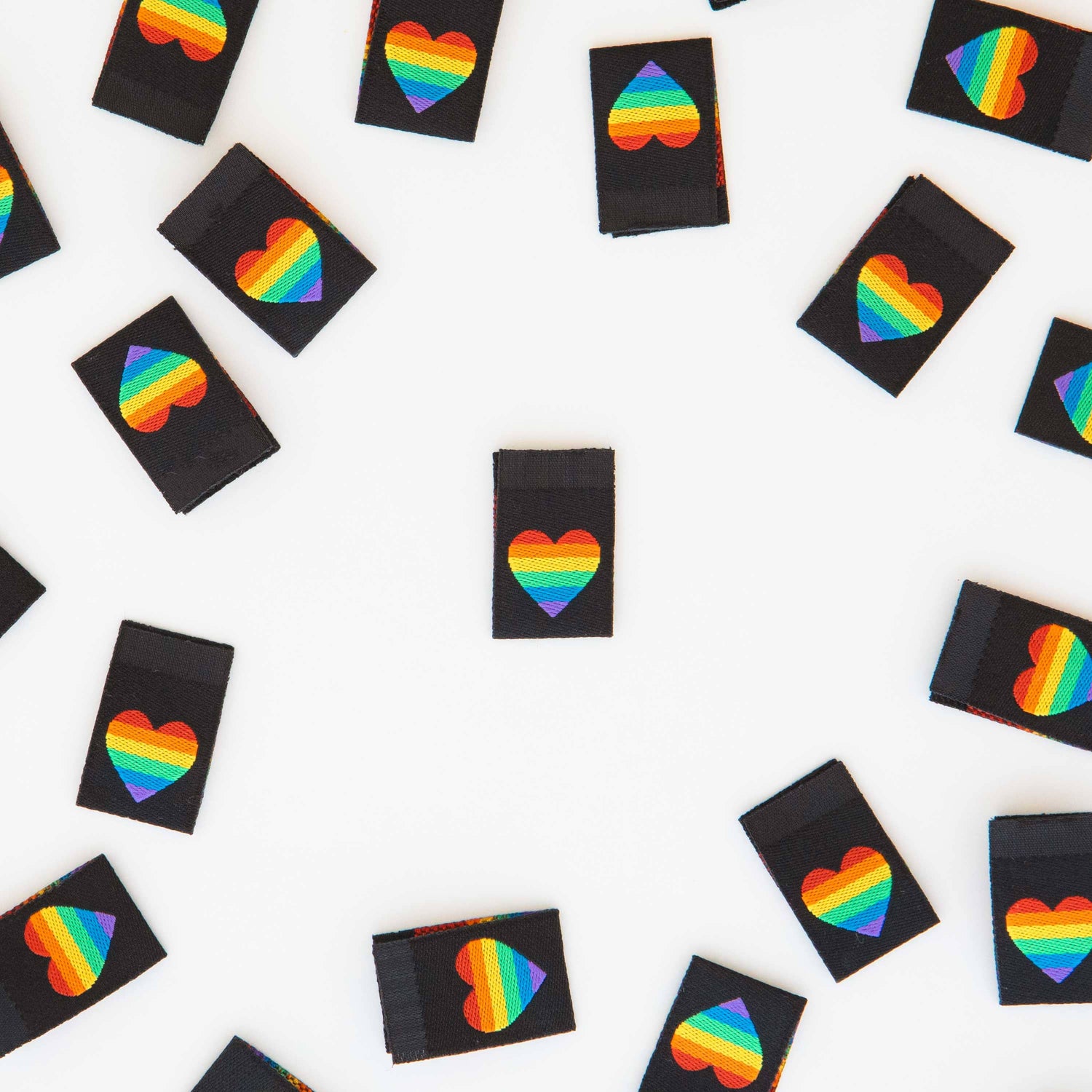 Pride Rainbow Heart Woven Labels