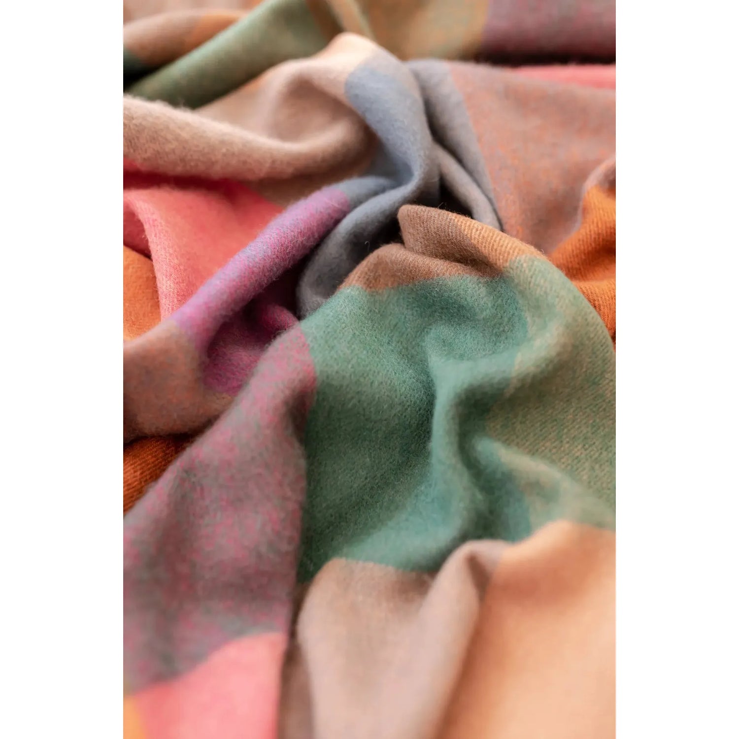Lambswool Blanket | Pink Block Check