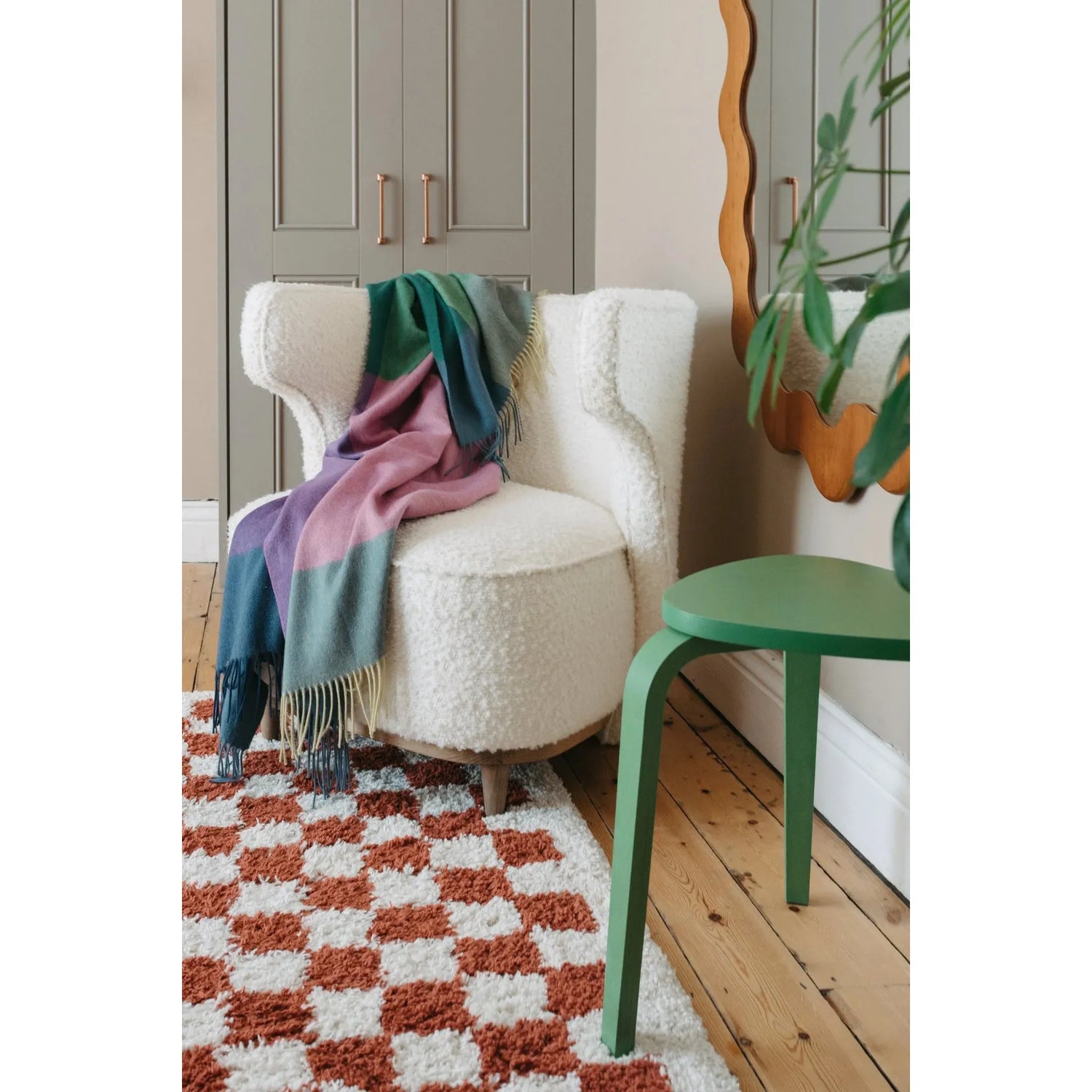 Lambswool Blanket | Teal Frame Check