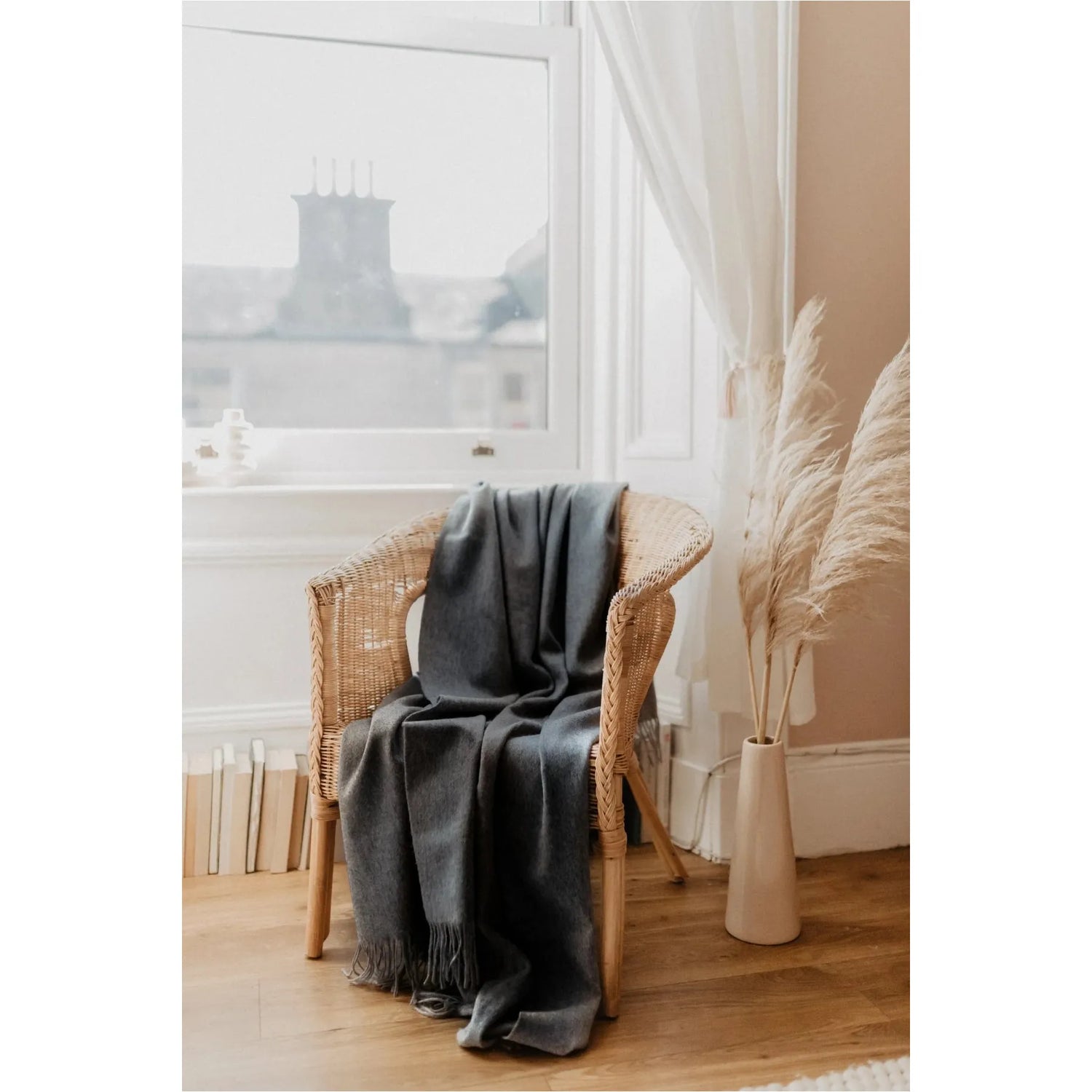 Small Lambswool Blanket | Charcoal Melange