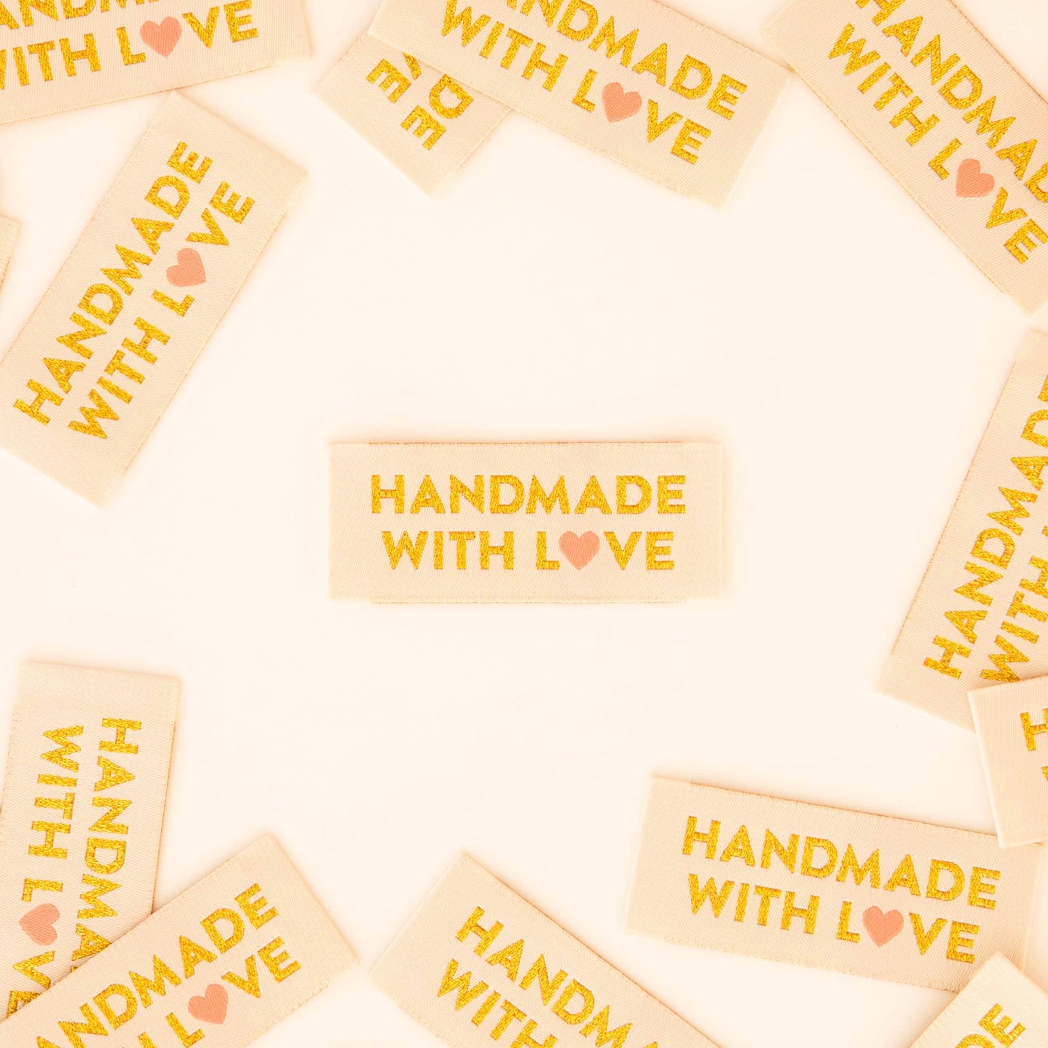 Handmade with Love Woven Labels - Gold