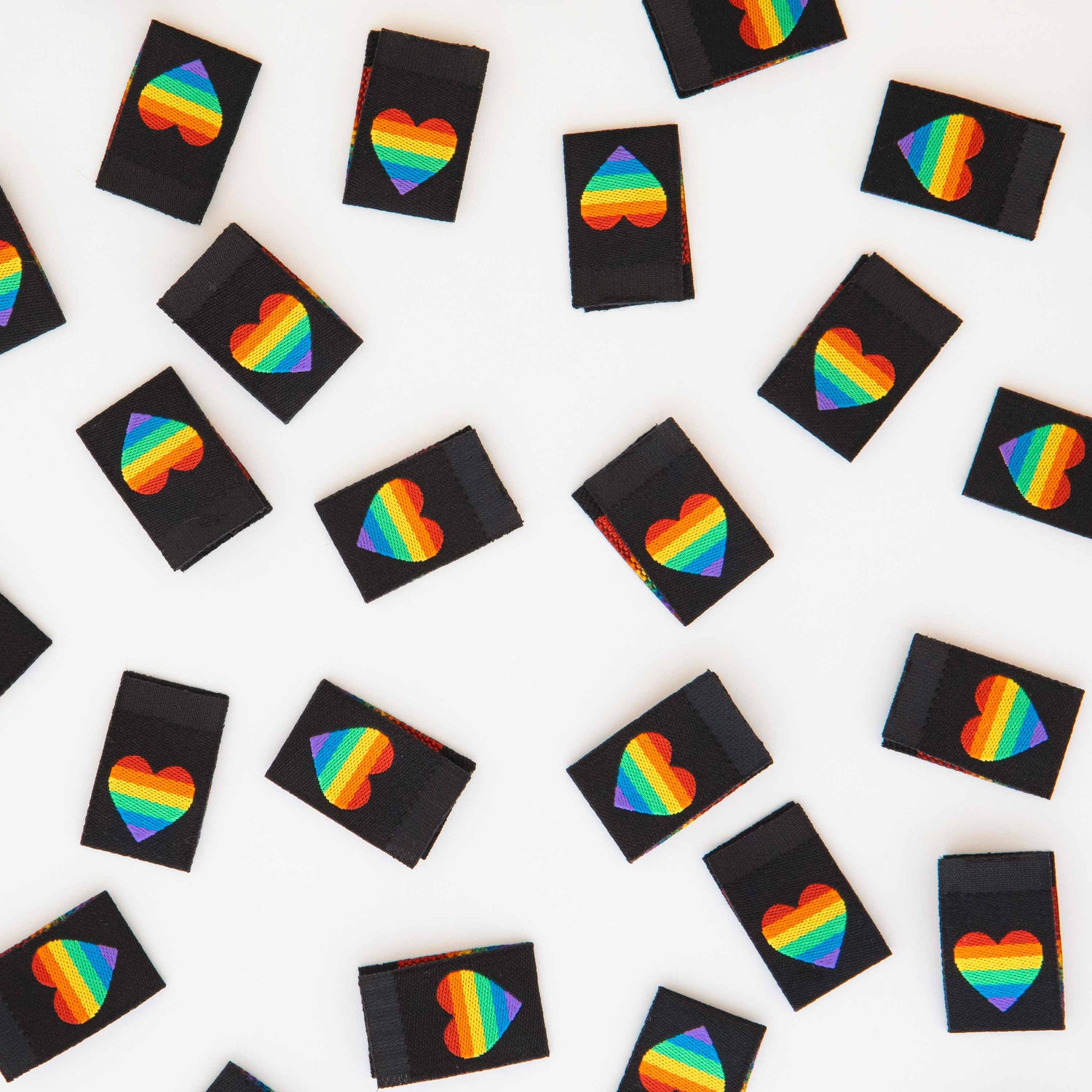 Pride Rainbow Heart Woven Labels