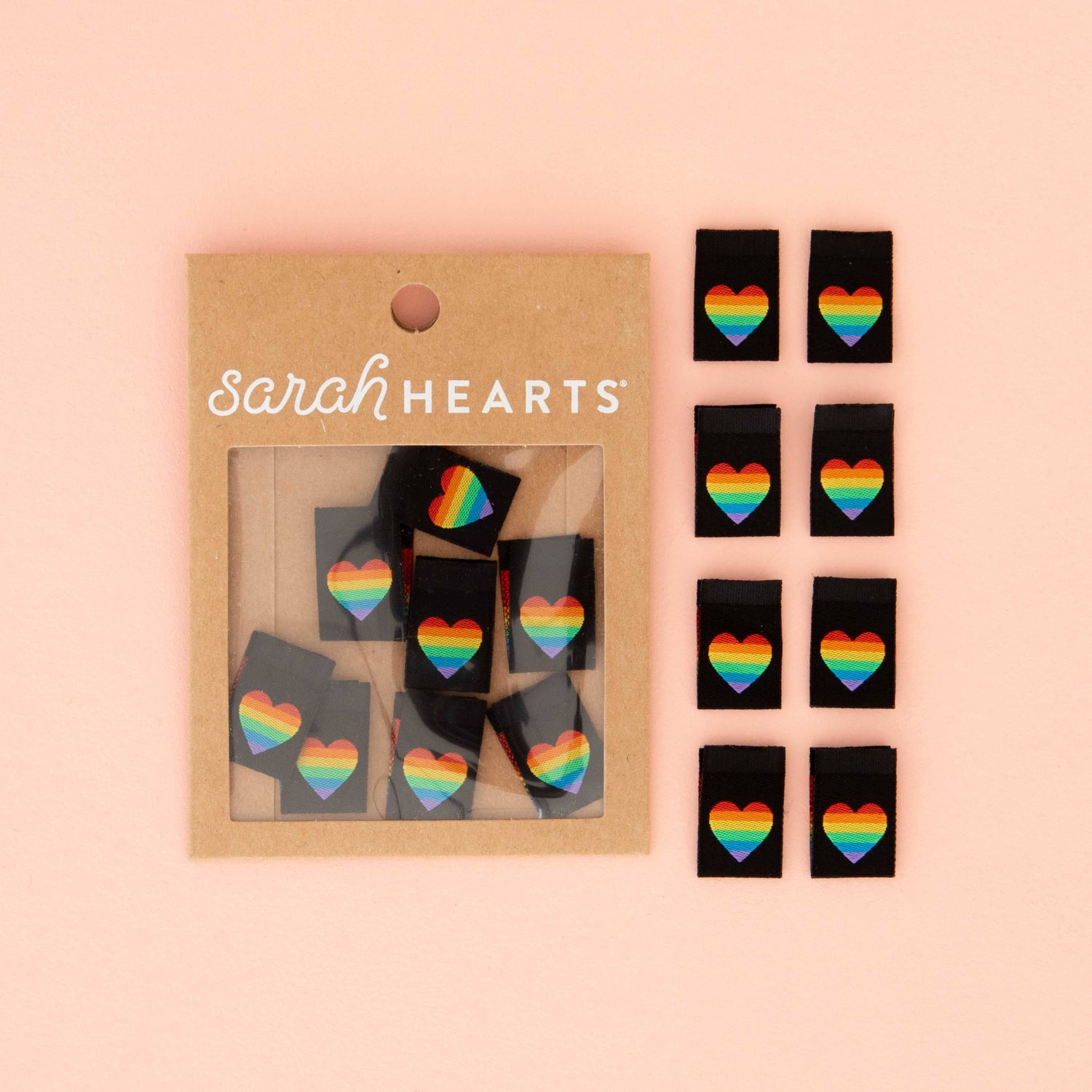 Pride Rainbow Heart Woven Labels