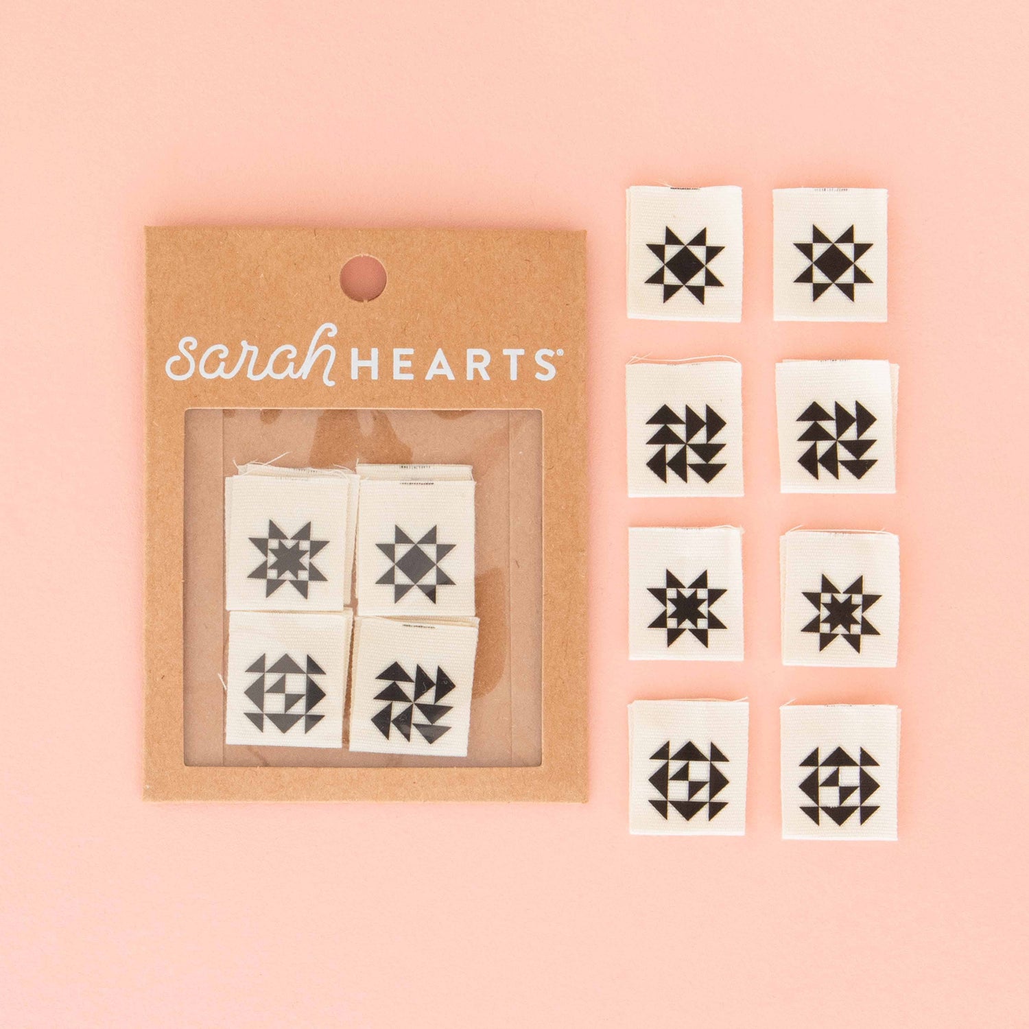 Black Quilt Block Multipack Woven Labels