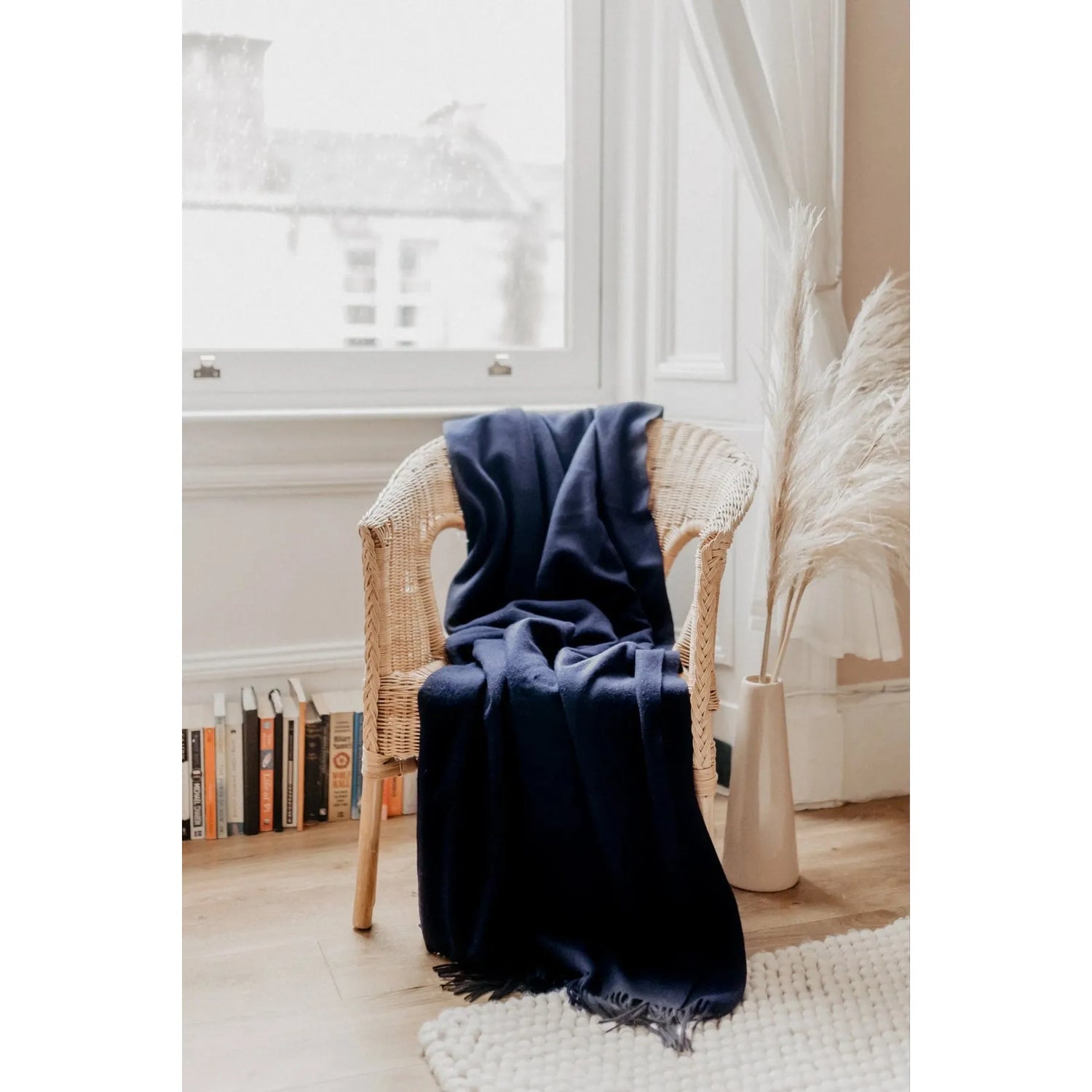 Small Lambswool Blanket | Navy